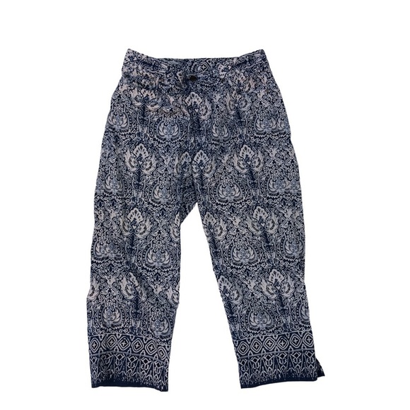 RALPH Lauren Floral Print Capri pants white navy size 8 - Picture 2 of 8